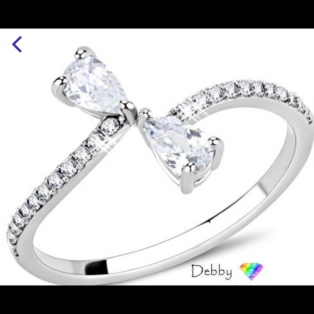 14k Russian white GF pure cz stones bow